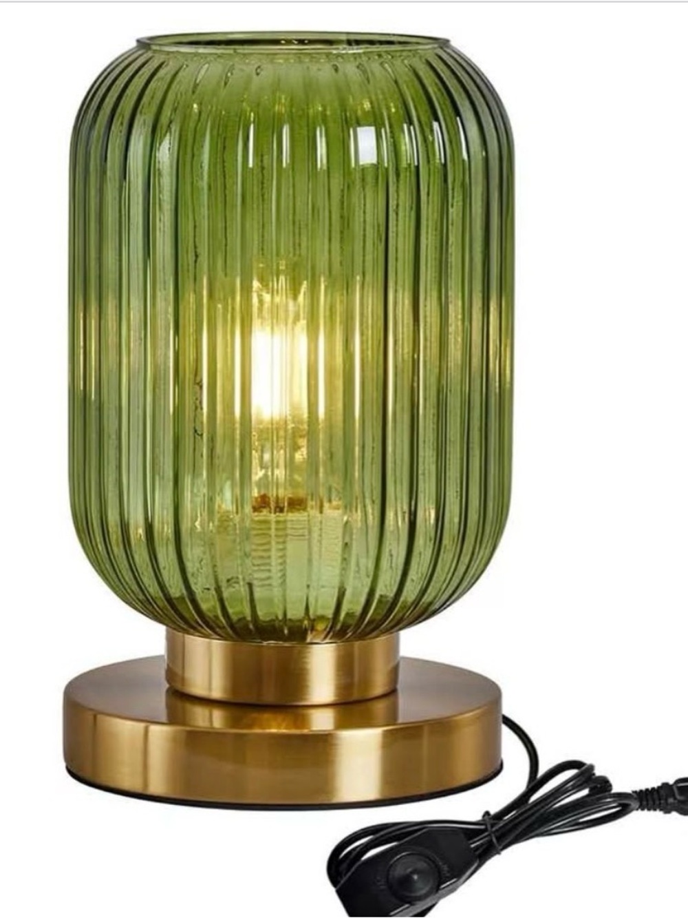 Gorgeous Vintage Style light in Chartreuse Green with Gold Base